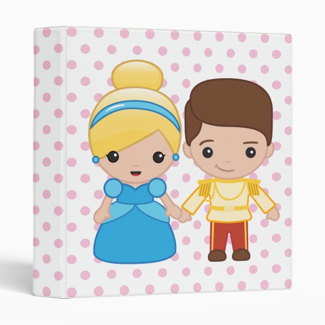 Cinderella and Prince Charming Emoji 3 Ring Binder (Front/Spine)
