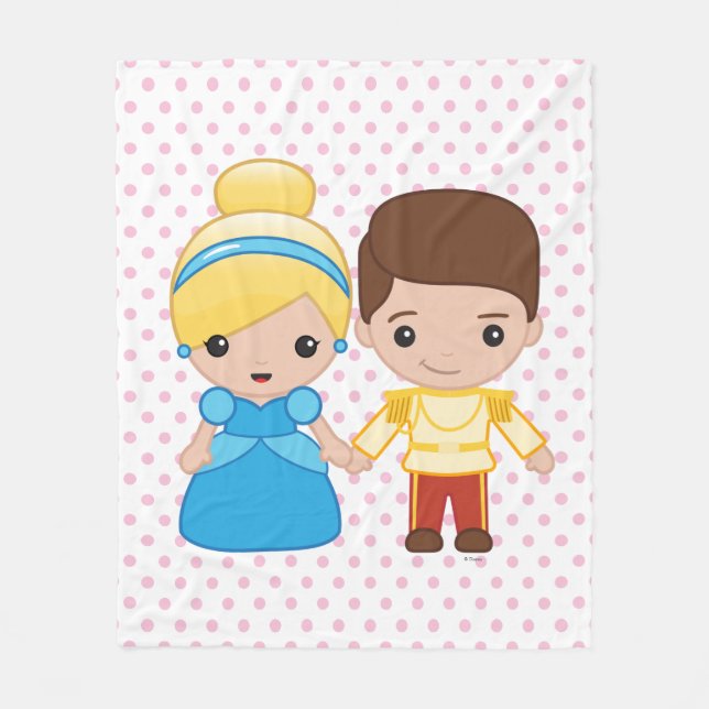 Cinderella and Prince Charming Emoji Fleece Blanket (Front)