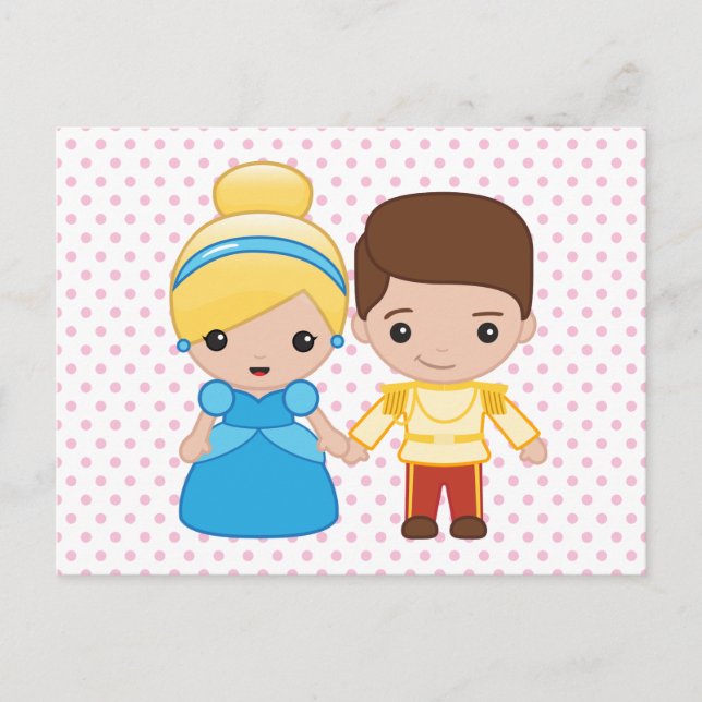 Cinderella and Prince Charming Emoji Postcard (Front)