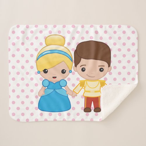 Cinderella and Prince Charming Emoji Sherpa Blanket