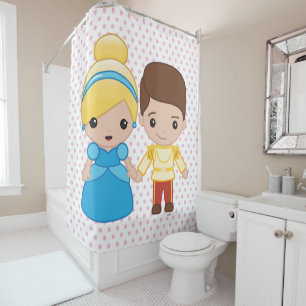 Cinderella and Prince Charming Emoji Shower Curtain