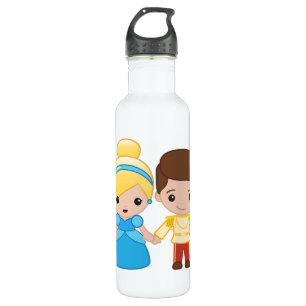 Cinderella and Prince Charming Emoji Stainless Steel Water Bottle
