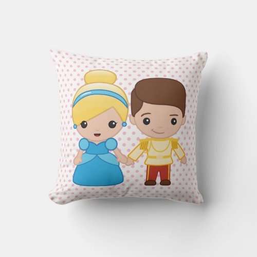 Cinderella and Prince Charming Emoji Throw Pillow