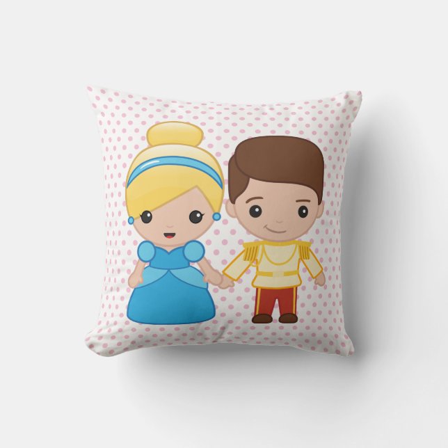 Cinderella and Prince Charming Emoji Throw Pillow (Front)