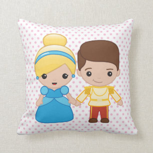Cinderella and Prince Charming Emoji Throw Pillow