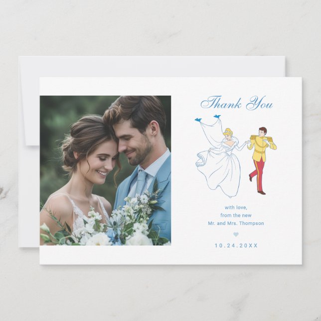 Cinderella and Prince Charming Photo  Thank You Card (Front)