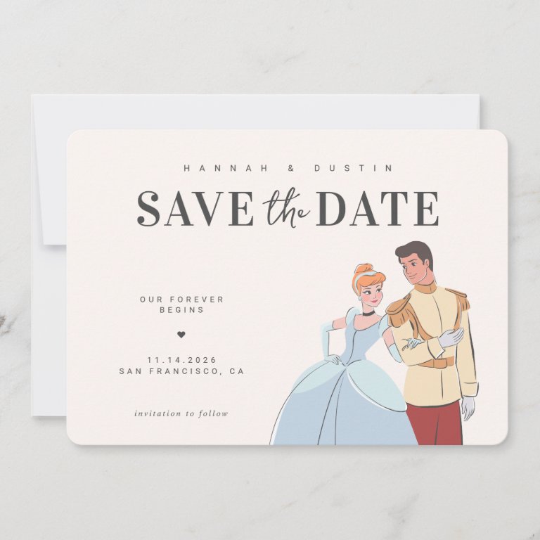 Cinderella and Prince Charming Save the Date