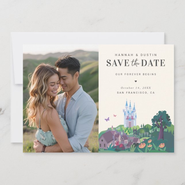 Cinderella and Prince Charming Save the Date (Front)
