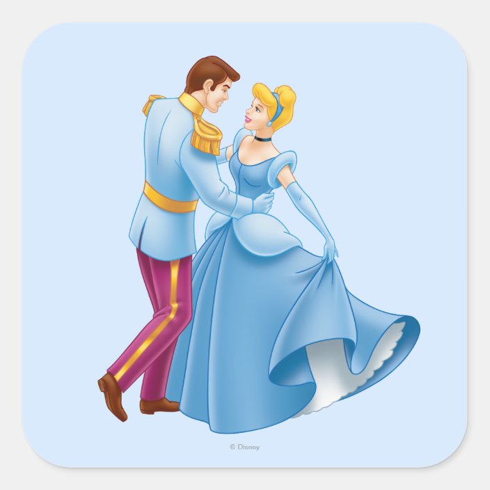 Cinderella And Prince Charming Square Sticker Zazzle Com