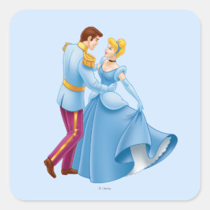 Cinderella and Prince Charming Square Sticker