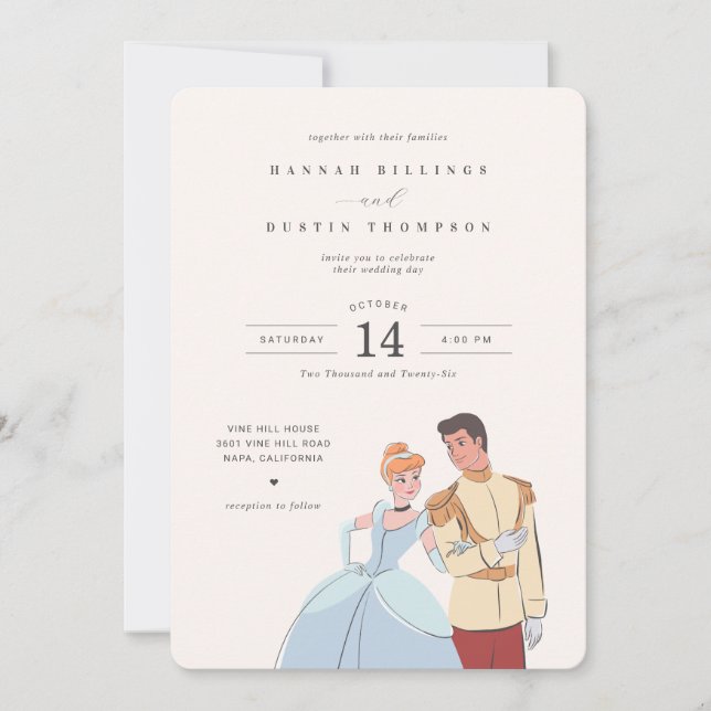 Cinderella and Prince Charming Wedding Invitation (Front)