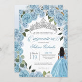 Cinderella Ball Blue Roses Princess V2 Quinceanera Invitation (Front/Back)