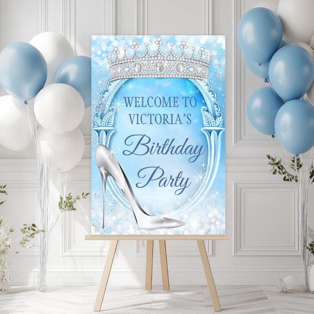Cinderella Birthday Party Welcome Signs (Cinderella princess birthday party and event welcome sign. Simply add your event details.)