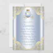 Cinderella Blue Gold Princess Quinceanera Invitation (Back)