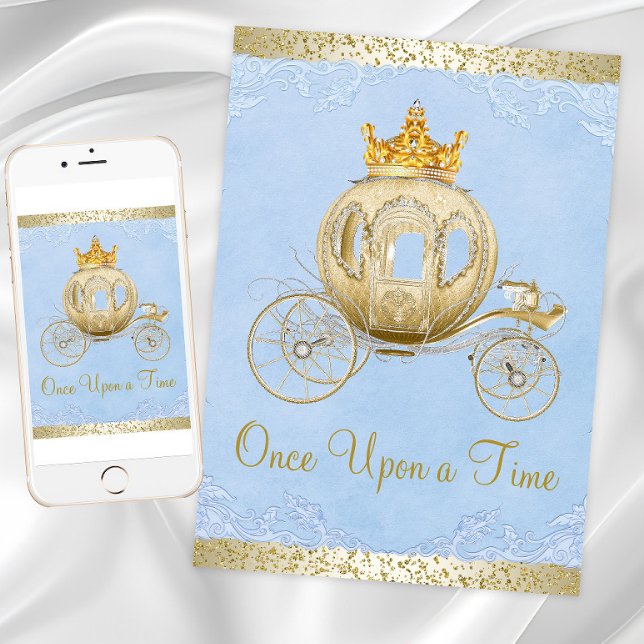 Cinderella Blue Once Upon a Time Princess Birthday Invitation