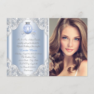 Cinderella Blue Princess Birthday Invitation