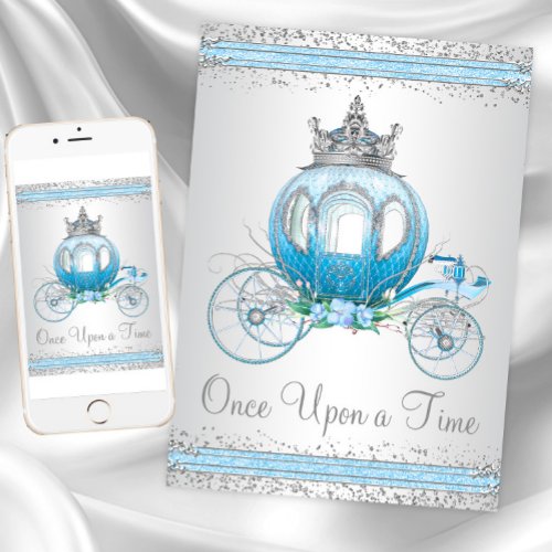Cinderella Blue Princess Birthday Party Invitation