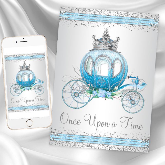 Cinderella Blue Princess Birthday Party Invitation