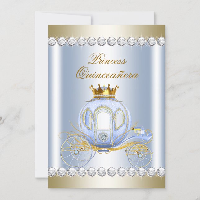 Cinderella Blue Princess Quinceanera Invitation (Front)