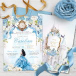 Cinderella Blue Rose Luxury Princess Quinceanera Invitation at Zazzle