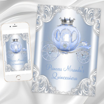 Cinderella Blue Silver Princess Quinceanera Invitation by InvitationCentral at Zazzle