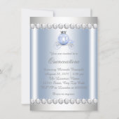 Cinderella Blue Silver Princess Quinceanera Invitation (Back)