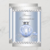 Cinderella Blue Silver Princess Quinceanera Invitation (Front/Back)