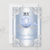 Cinderella Blue Silver Princess Quinceanera Invitation (Front)