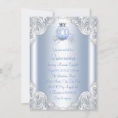 Cinderella Blue Silver Princess Quinceanera Invitation (Back)