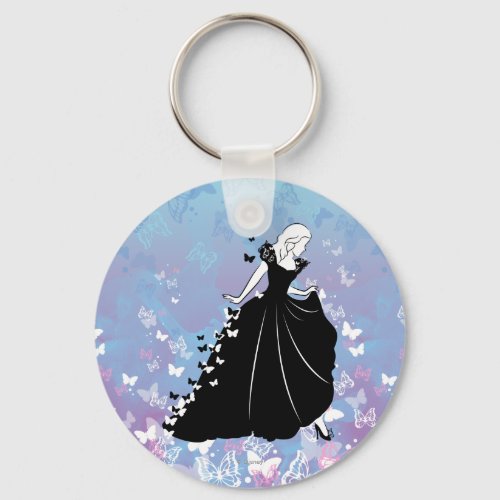 Cinderella Butterfly Dress Silhouette 2 Keychain