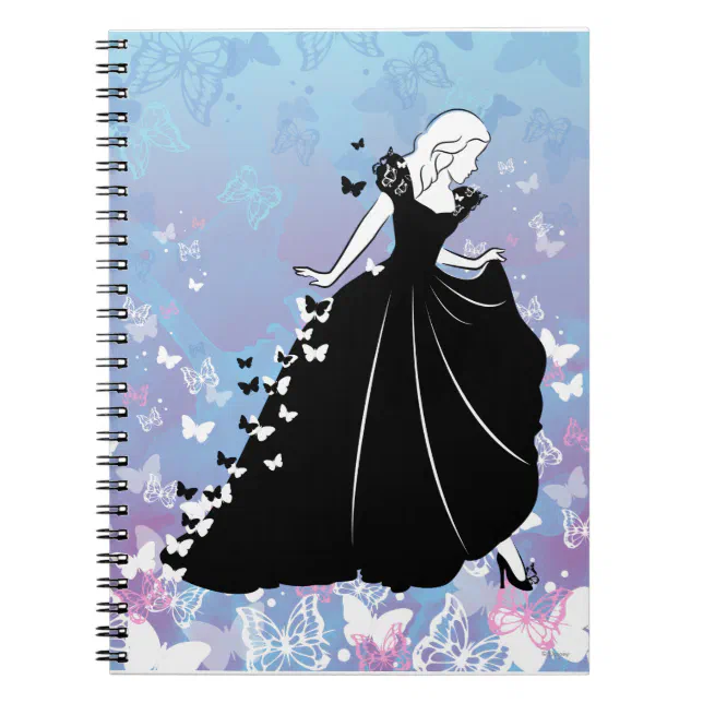 Cinderella Butterfly Dress Silhouette 2 Notebook | Zazzle