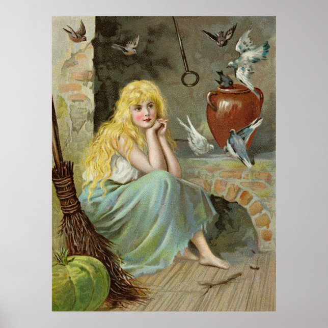Cinderella by the fireside Jenny Nyström Large Poster (Front)