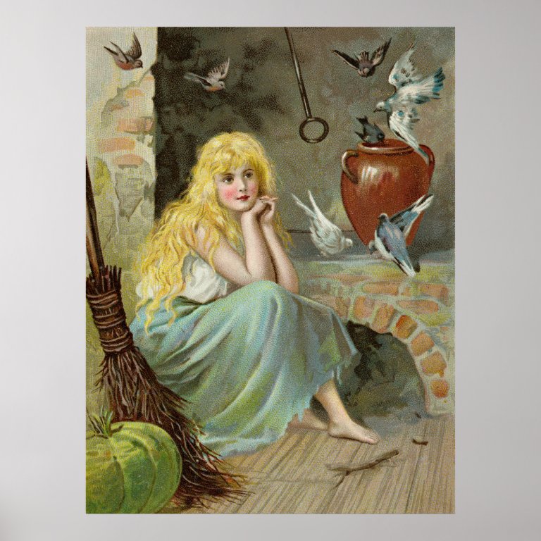 Cinderella by the fireside Jenny Nystr&#246;m Large Poster