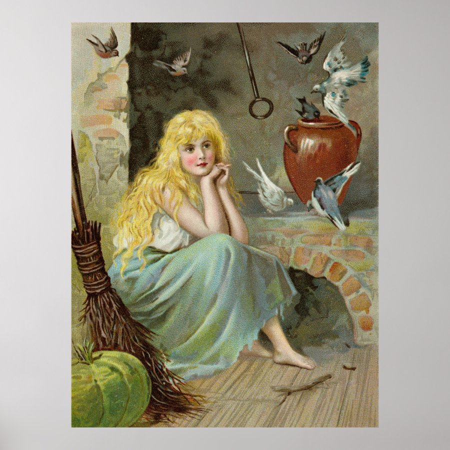 Cinderella by the fireside Jenny Nystr&#246;m Large Poster