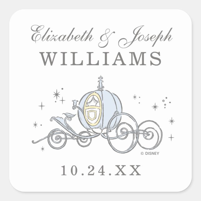 Cinderella Carriage | Fairytale Wedding Square Sticker (Front)