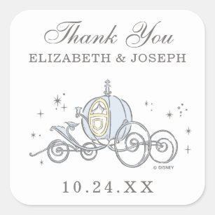 Cinderella Carriage   Fairytale Wedding Thank You Square Sticker