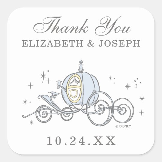 Cinderella Carriage Fairytale Wedding Thank You Square Sticker