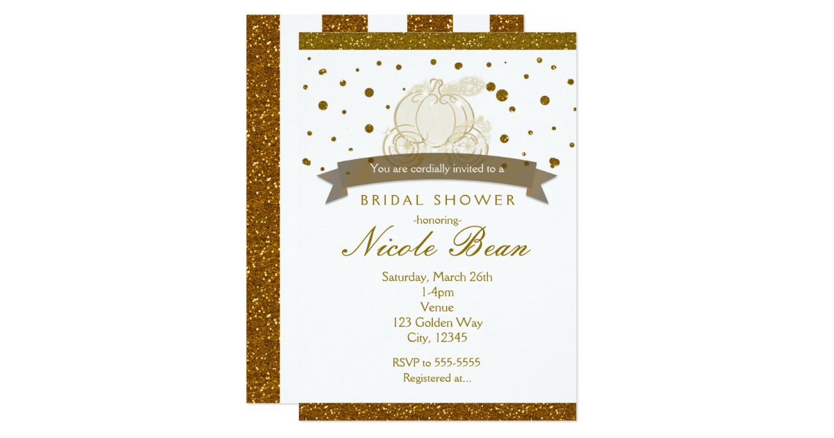 Download Cinderella Carriage Gold Glitter Dots Invitations | Zazzle.com