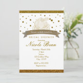 Cinderella Carriage Gold Glitter Dots Invitations (Standing Front)