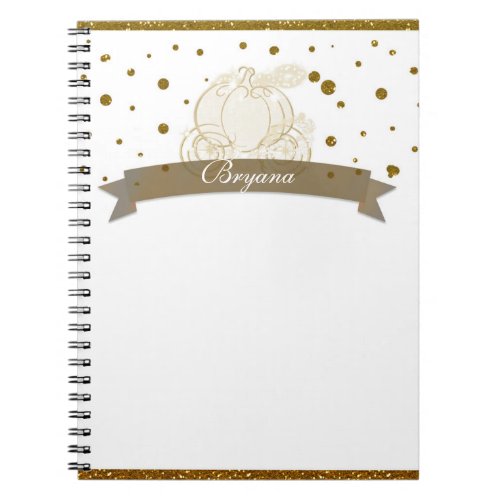 Cinderella Carriage Gold Glitter Dots Notebook