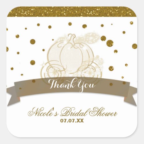 Cinderella Carriage Gold Glitter Dots Stickers