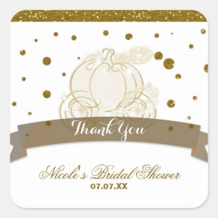 Cinderella Carriage Gold Glitter Dots Stickers