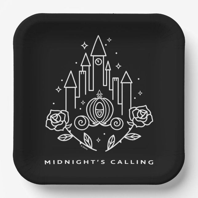 Cinderella Carriage Outline "Midnight's Calling" Paper Plates (Front)