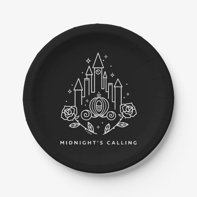 Cinderella Carriage Outline "Midnight's Calling" Paper Plates (Front)