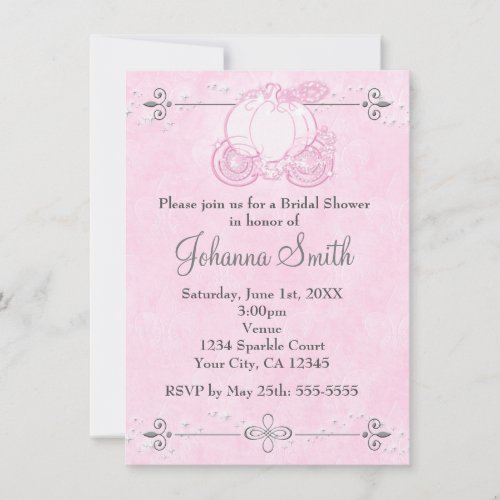 Cinderella Carriage Pink Bridal Shower Invitation