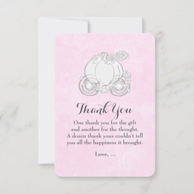 Cinderella Carriage Pink Storybook Thank You Card (Front)