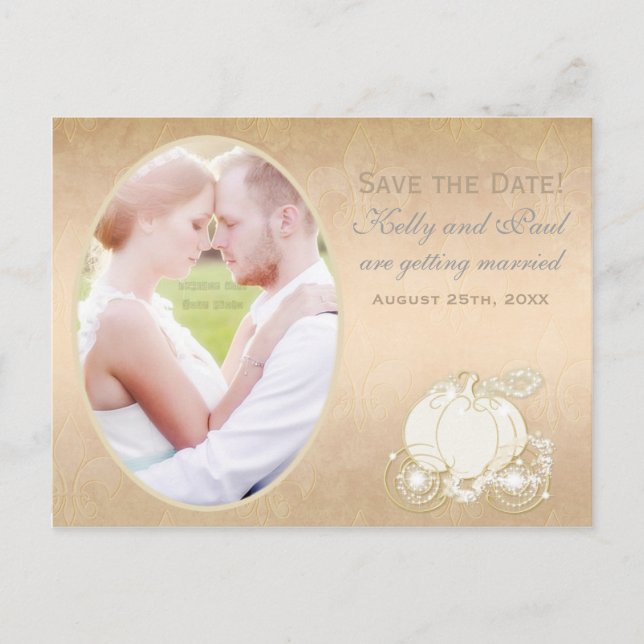 Cinderella Carriage Wedding Date Photo Postcard (Front)