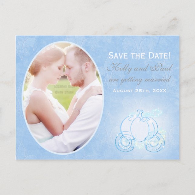 Cinderella Carriage Wedding Date Photo Postcard (Front)