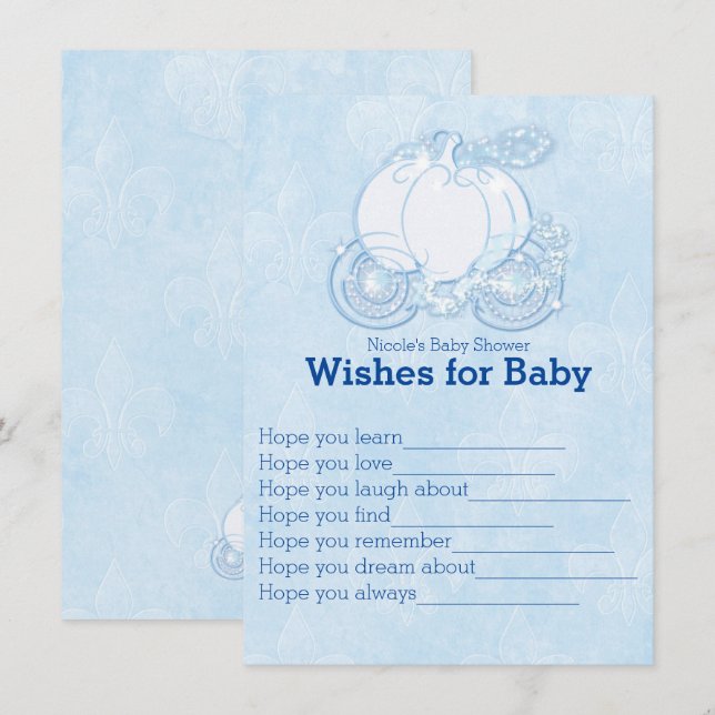 Cinderella Carriage Wishes for Baby Shower Game Invitation (Front/Back)