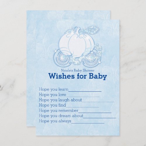 Cinderella Carriage Wishes for Baby Shower Game Invitation